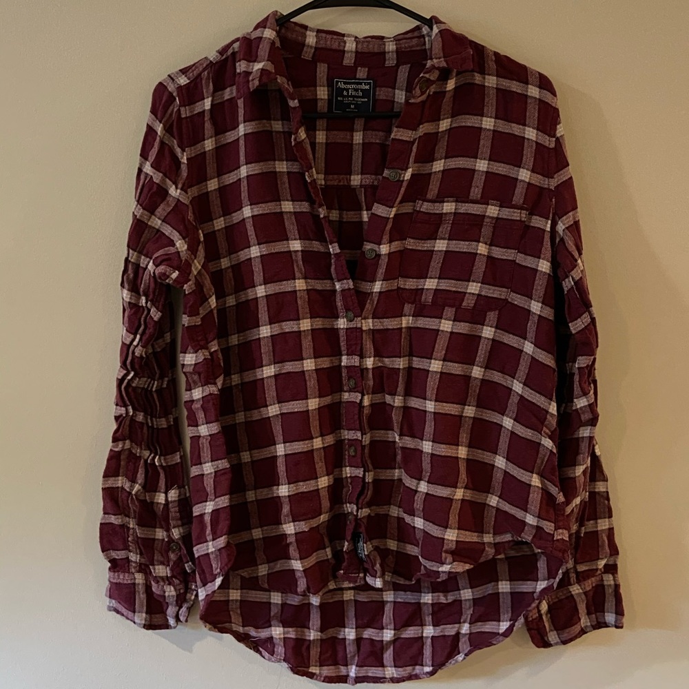 Abercrombie & Fitch Maroon Flannel